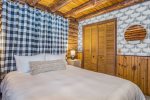 Main level queen bedroom provides convenience for those who prefer not to do stairs